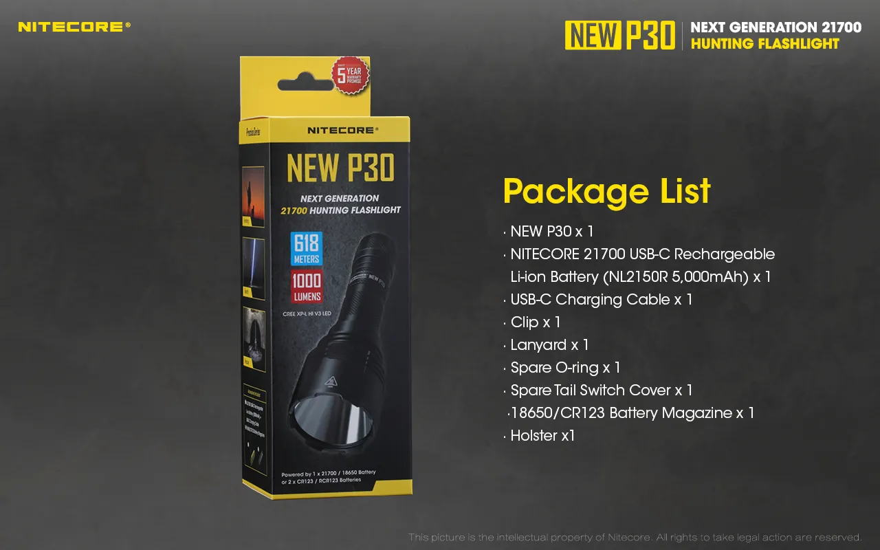 NiteCore P30 + NL2150R Battery + USB Cable - Image 3