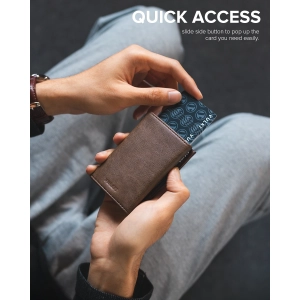 VULKIT -  VC302 Grain Espresso Tri-fold Wallet