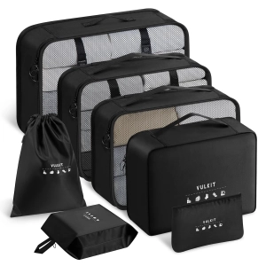 VULKIT - VTB100 7PCS Waterproof Travel Packing Cubes Set - Black