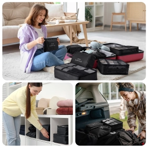 VULKIT - VTB100 7PCS Waterproof Travel Packing Cubes Set - Black
