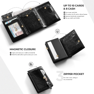 VULKIT - VC302P Tri-fold Wallet - Prism Black